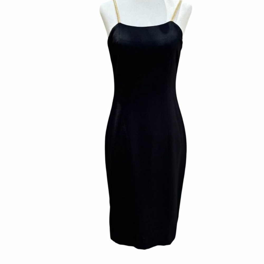 Elegant Black Dress with Gold Straps